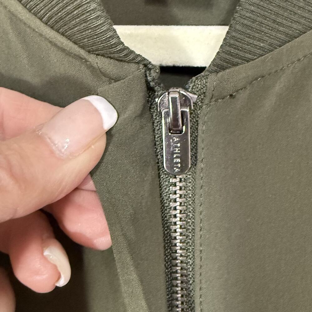 Athleta Brooklyn Utility Romper Size 10 Dark Olive Green Zip Front Pockets EUC - Picture 7 of 11